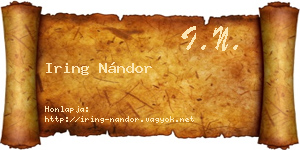 Iring Nándor névjegykártya
